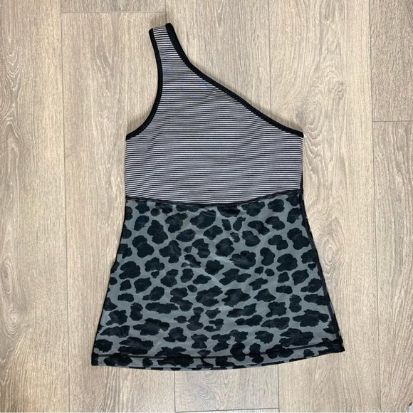 Lululemon Meshed Up Tank Top Mini Pop Stripe Heathered Slate Black  Size 4 - Picture 2 of 13